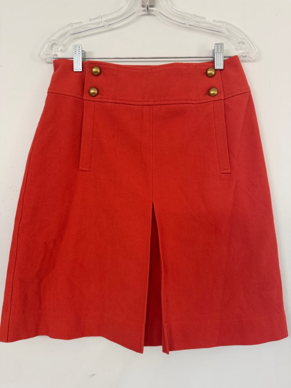 Tory Burch Womens 6 Textured Brass Button Orange Bell A-line Midi Skirt Designer